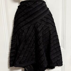 Max Studio‎ Black A Line High Low Skirt SZ Small Ribbon Accents Shiffon Stretchy